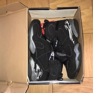 Jordan VIII (8) Black/Chrome size 9 with retro card
